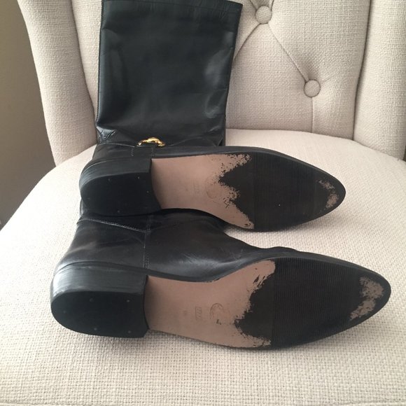 AIGNER VINTAGE BLACK LEATHER BOOTS SIZE 9 MEDIUM - Picture 5 of 9